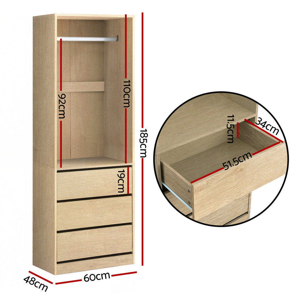 Wardrobe Closet | Clothes Storage Organiser | Pine Finish