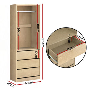 Wardrobe Closet | Clothes Storage Organiser | Pine Finish