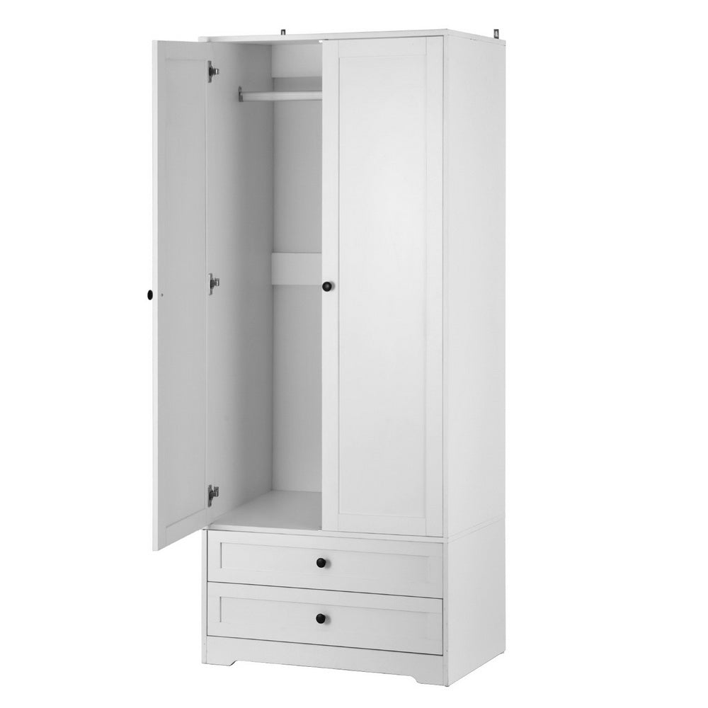 Artiss Wardrobe Closet | 2-Door Clothes Storage Organizer | White