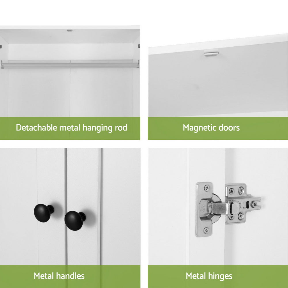 Artiss Wardrobe Closet | 2-Door Clothes Storage Organizer | White