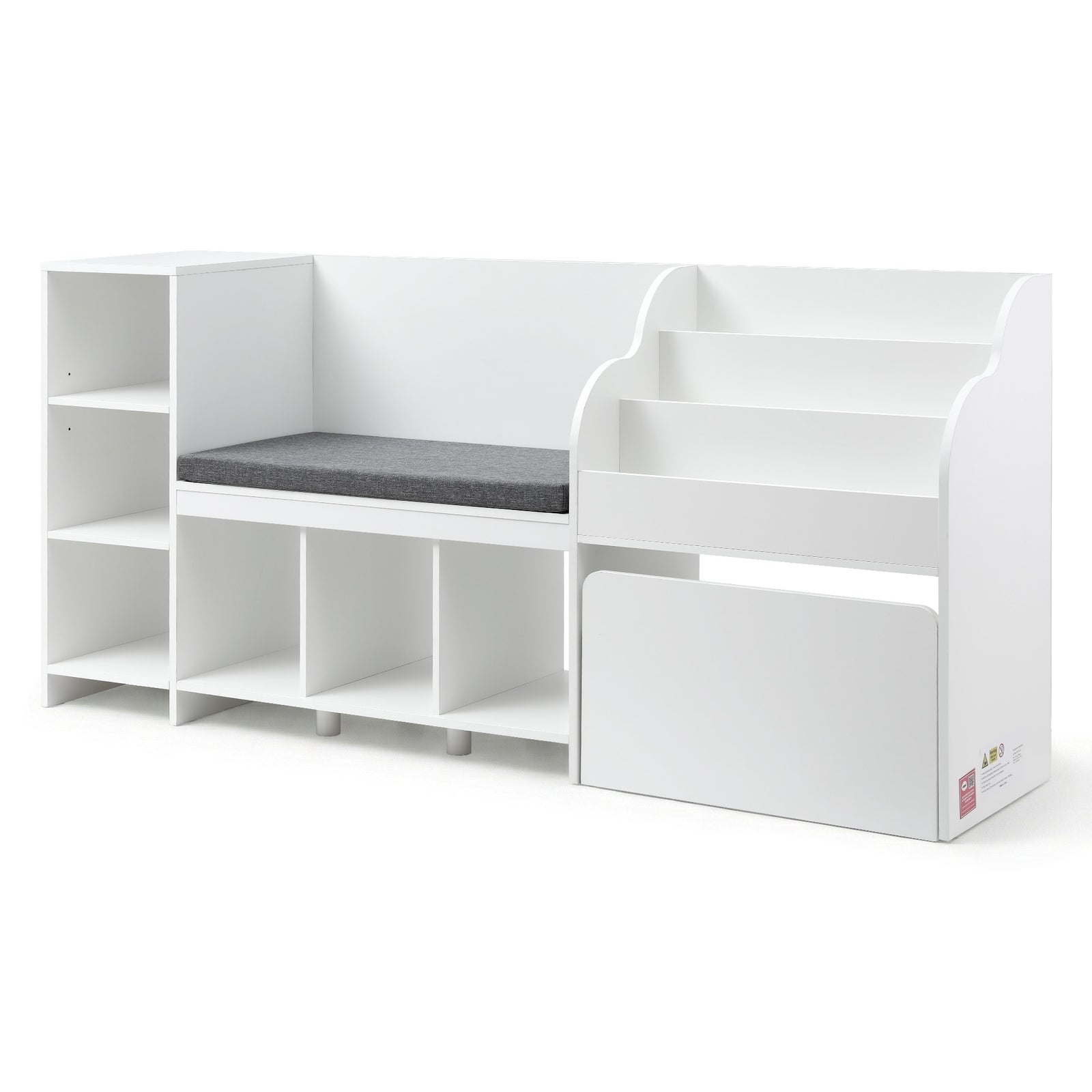 Kids Storage Unit | Bench Seat + Bookshelf + Toy Box | 170cm | White