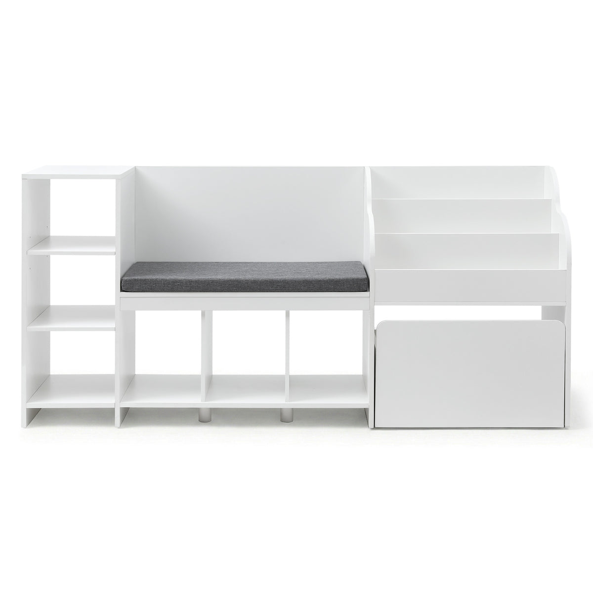 Kids Storage Unit | Bench Seat + Bookshelf + Toy Box | 170cm | White