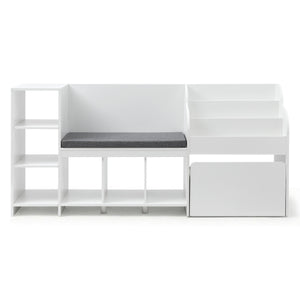 Kids Storage Unit | Bench Seat + Bookshelf + Toy Box | 170cm | White