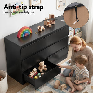 Artiss 6 Chest of Drawers Lowboy Black