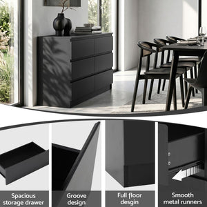 Artiss 6 Chest of Drawers Lowboy Black
