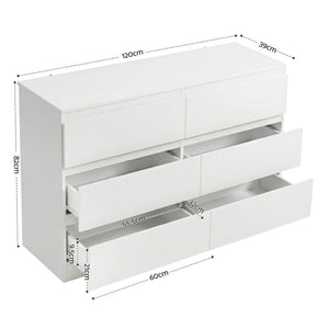 Artiss 6 Chest of Drawers Lowboy White