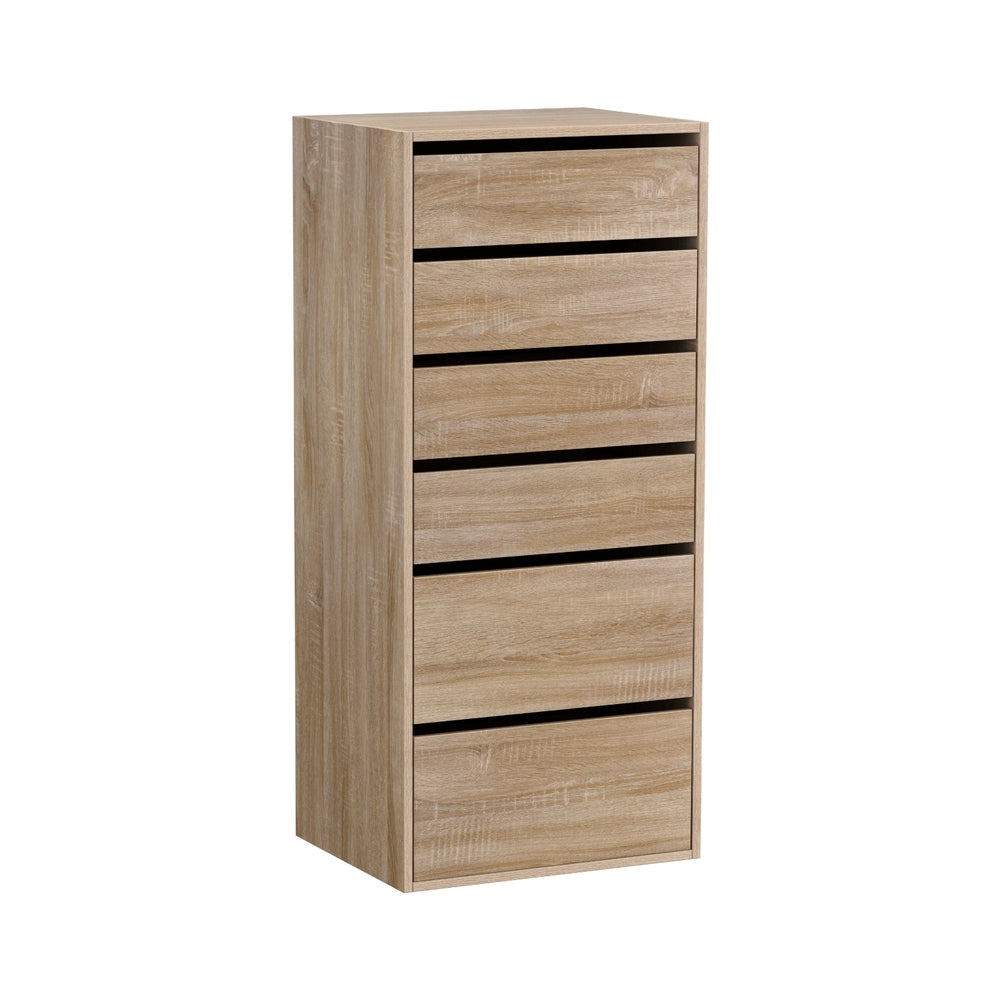6 Drawer Tallboy Dresser | Pine Look | Vertical Storage (Style 2)