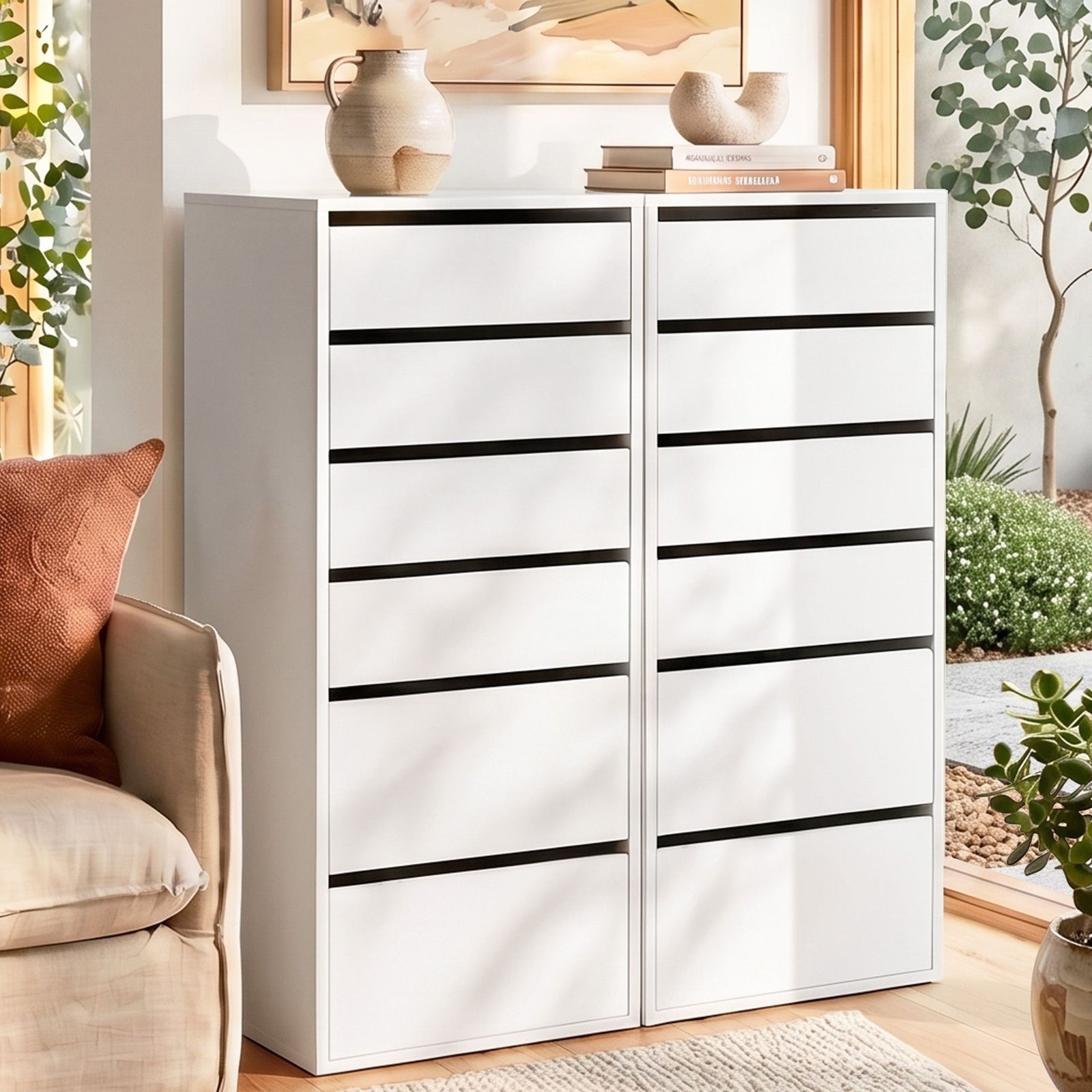 Chest of Drawers | 2 Pack | 6 Drawer Dressers | White