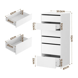 Artiss 2x Chest of 6 Drawers Dresser Tallboy White