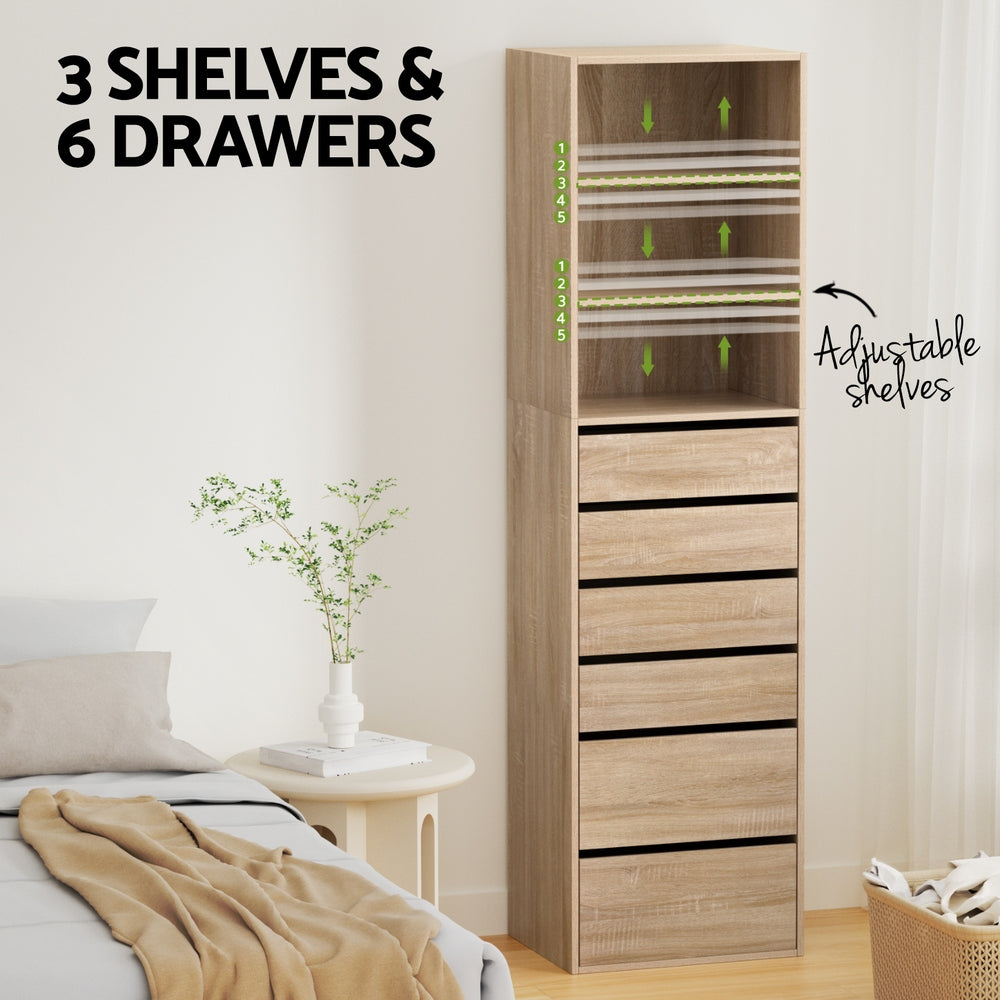 Tallboy Cabinet | 6 Drawers | Pine Finish