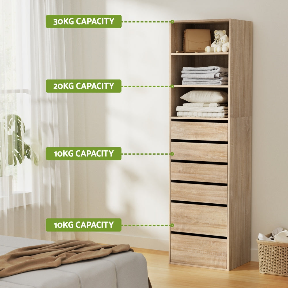 Tallboy Cabinet | 6 Drawers | Pine Finish