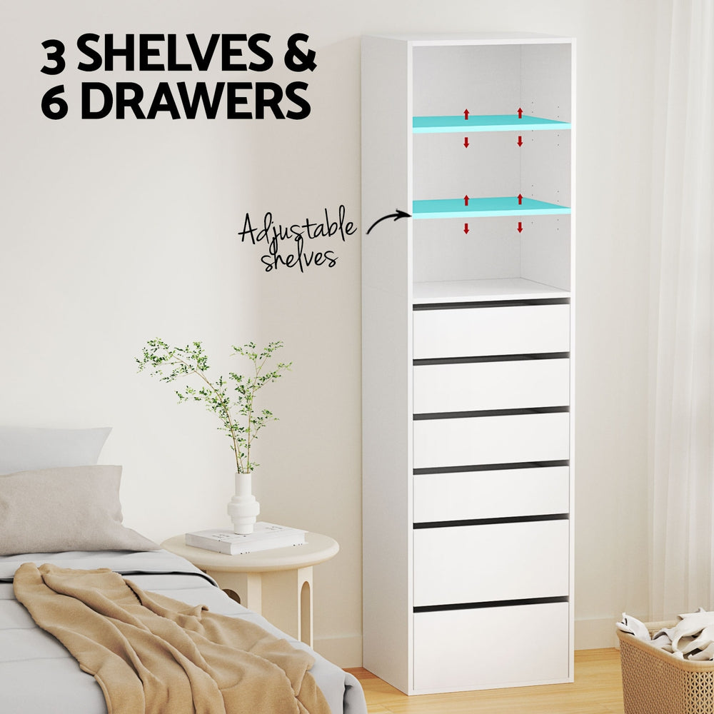 6-Drawer Chest of Drawers | Tallboy Cabinet | White
