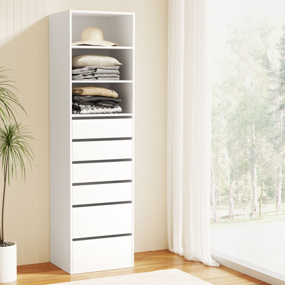 6-Drawer Chest of Drawers | Tallboy Cabinet | White