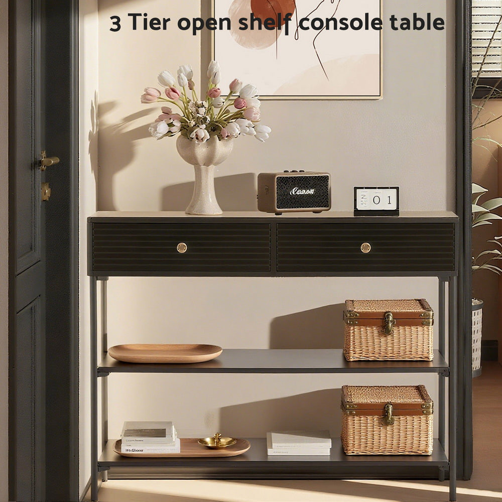 Console Table | 3 Tier Shelves | Hallway Entry Table | Black