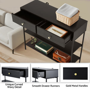 Console Table | 3 Tier Shelves | Hallway Entry Table | Black