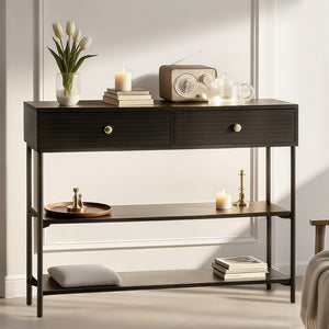 Console Table | 3 Tier Shelves | Hallway Entry Table | Black
