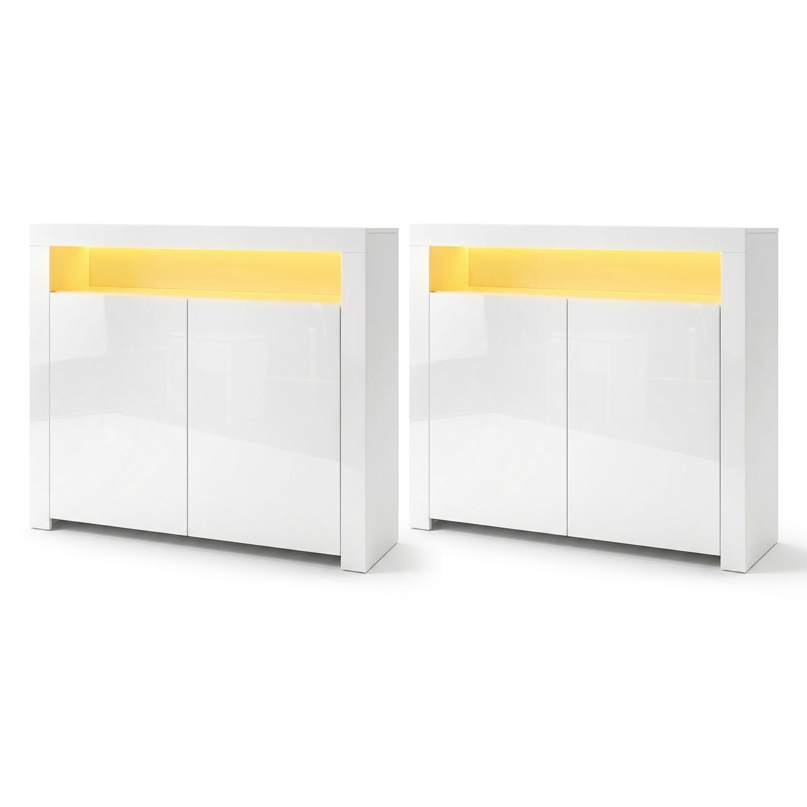 LED Buffet Sideboard Cabinets | 2 Pack | High Gloss Pantry Storage