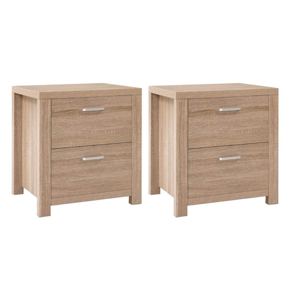 Artiss Bedside Tables | 2X | MAXI | 2 Drawers | Pine