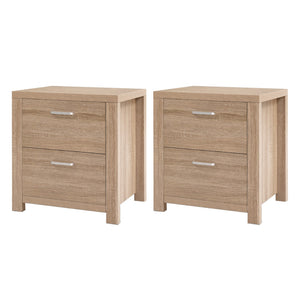 Artiss Bedside Tables | 2X | MAXI | 2 Drawers | Pine