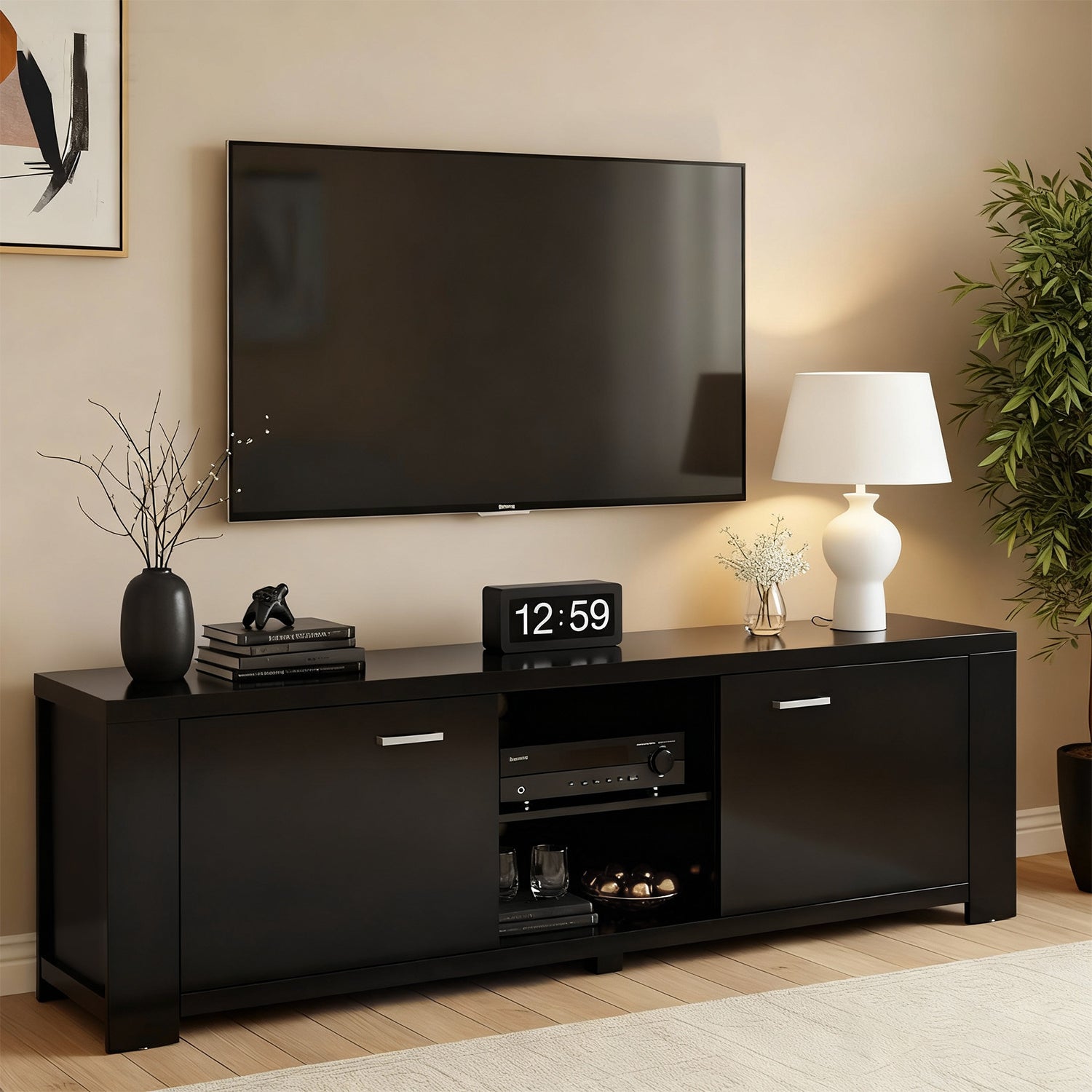 TV Cabinet | Entertainment Unit | 160cm | Black | Maxi Style