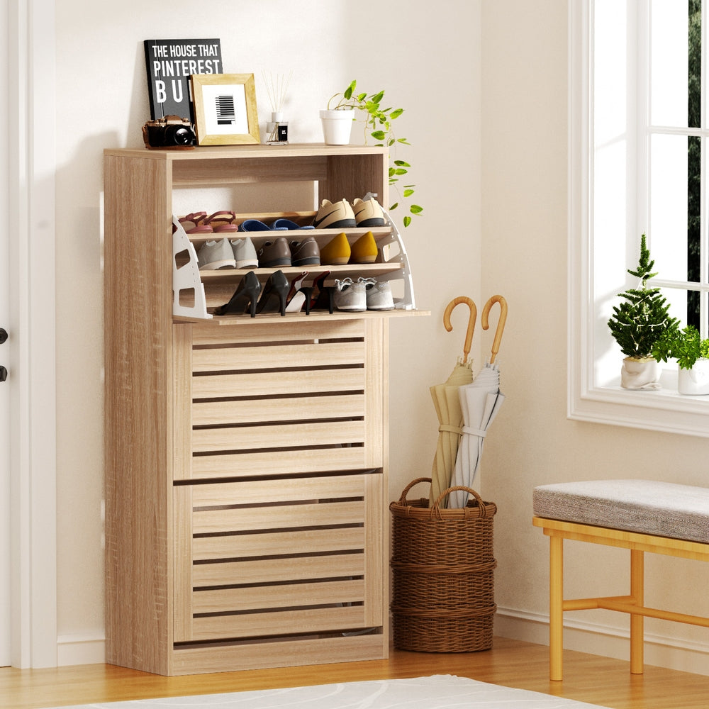 Artiss Shoe Cabinet | Storage Drawer | Holds 45 Pairs | Pine