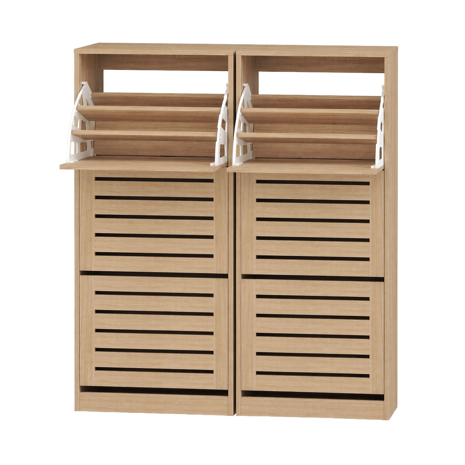 Shoe Storage Cabinets | 2 Pack | 3 Flip Drawers | Pine