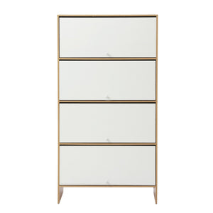 Artiss Narrow Shoe Cabinet Adjustable Shelves Flip-up Door White & Pine