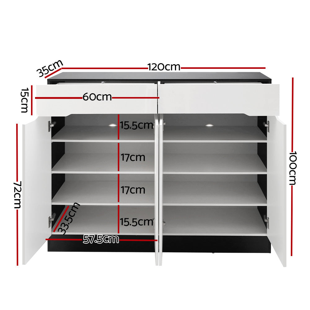 Shoe Rack Cabinet Storage | 120cm | w/Drawer | White | Lydia
