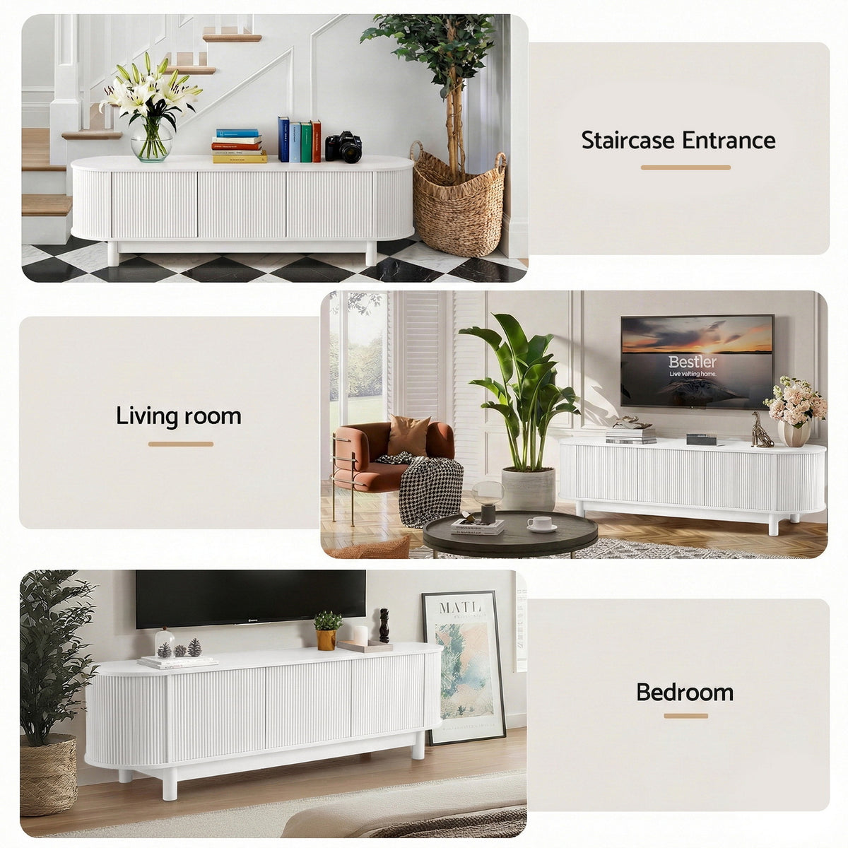 TV Unit 160cm | Entertainment Unit | Storage Cabinet | White
