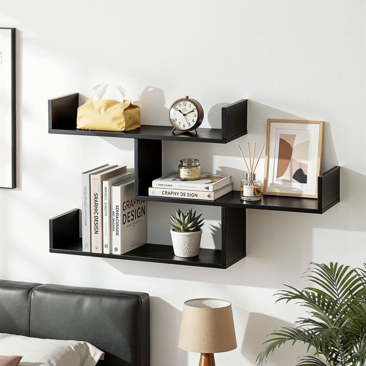 Floating Wall Shelf | 3 Tier | Black