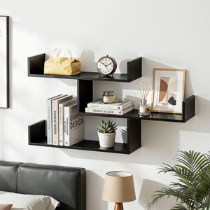 Floating Wall Shelf | 3 Tier | Black