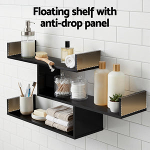 Floating Wall Shelf | 3 Tier | Black