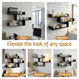 Floating Wall Shelf | 3 Tier | Black