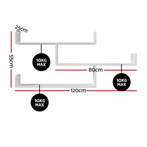 Wall Shelf | 3-Tier Floating Storage | White Finish