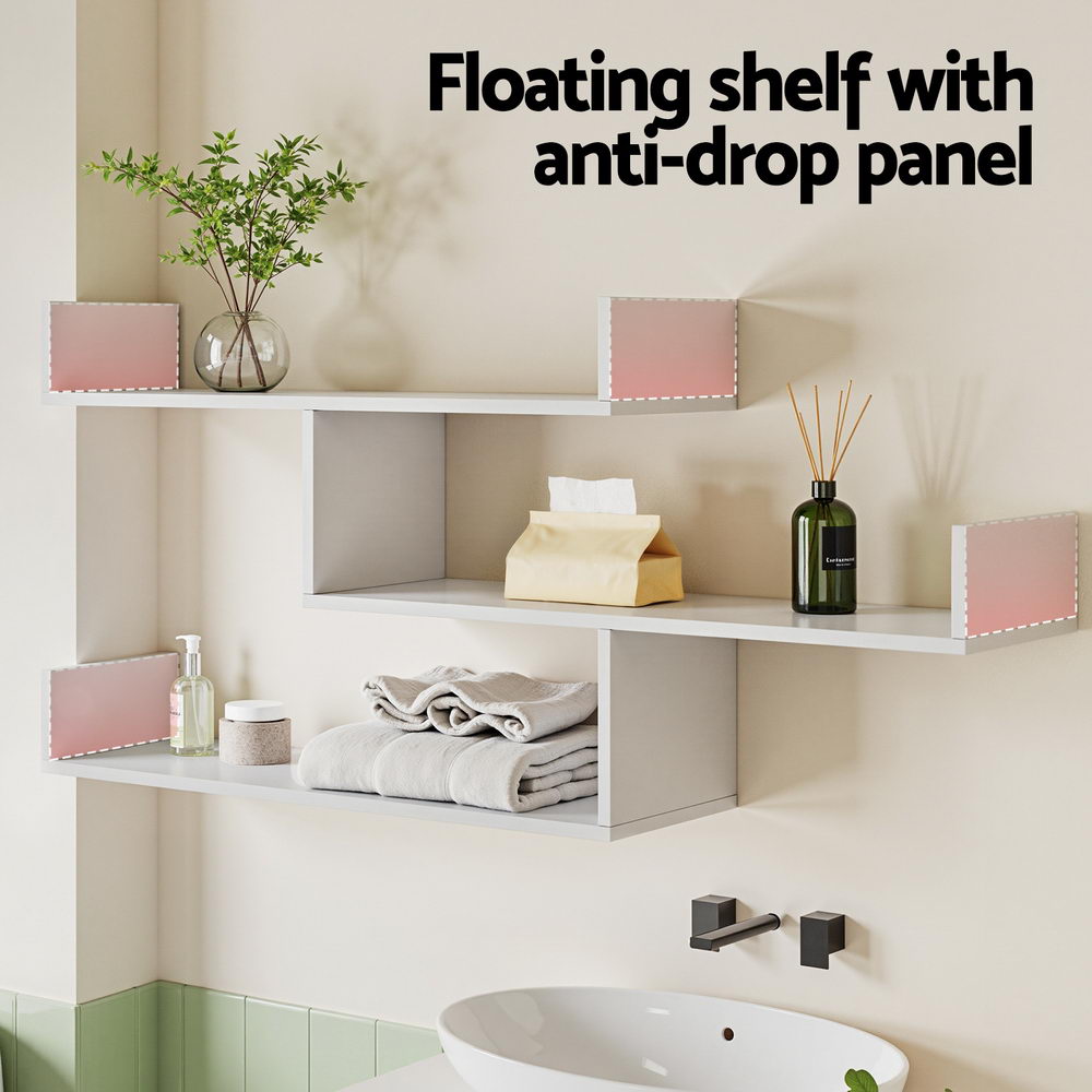 Wall Shelf | 3-Tier Floating Storage | White Finish