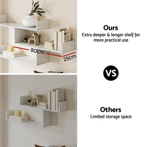 Wall Shelf | 3-Tier Floating Storage | White Finish