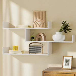 Wall Shelf | 3-Tier Floating Storage | White Finish