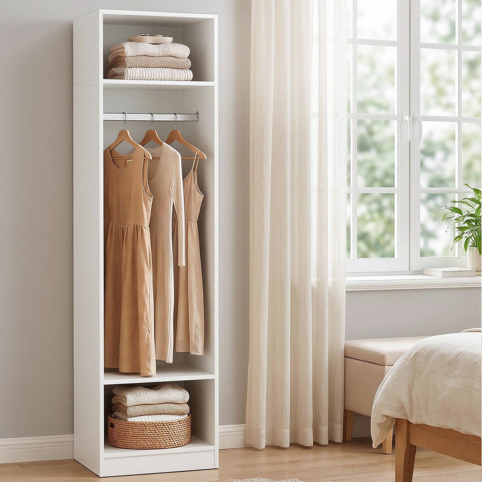 Wardrobe Clothes Closet | Storage Organiser with Shelf | White