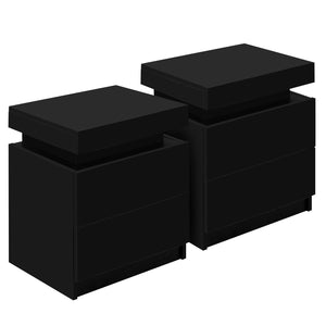 Bedside Tables Set 2pc | 2 Drawers | Lift-Up Storage | Black