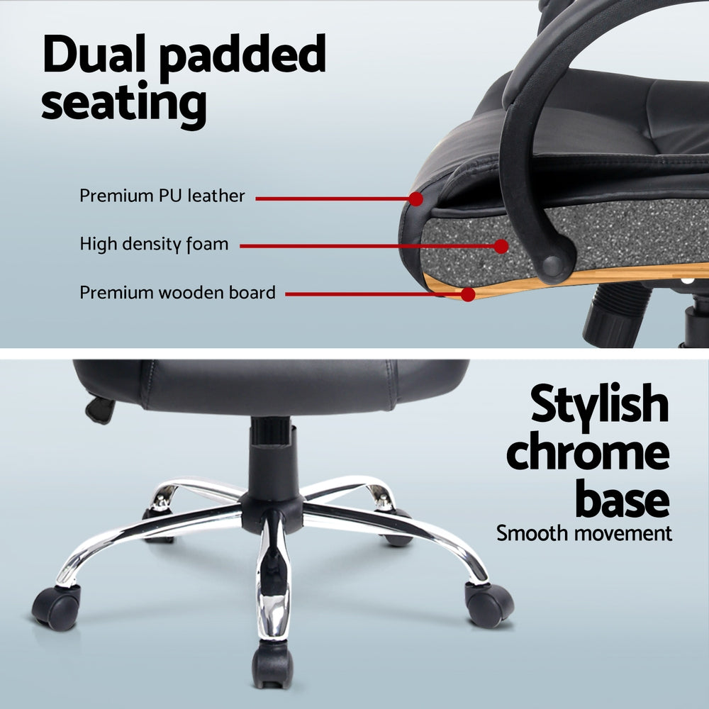 Artiss Office Set | 120cm Computer Desk + PU Leather Executive Chair | High Back | Black