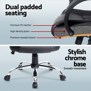 Artiss Office Set | 120cm Computer Desk + PU Leather Executive Chair | High Back | Black