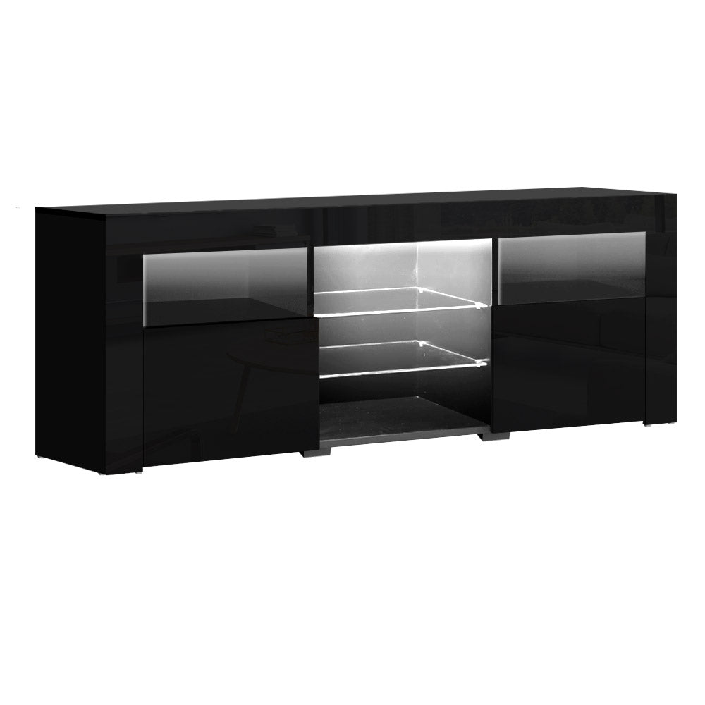 TV Cabinet | Entertainment Unit with LED | 160CM | Black | Bobi
