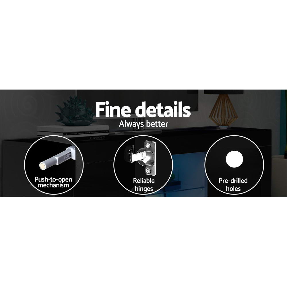 TV Cabinet | Entertainment Unit with LED | 160CM | Black | Bobi