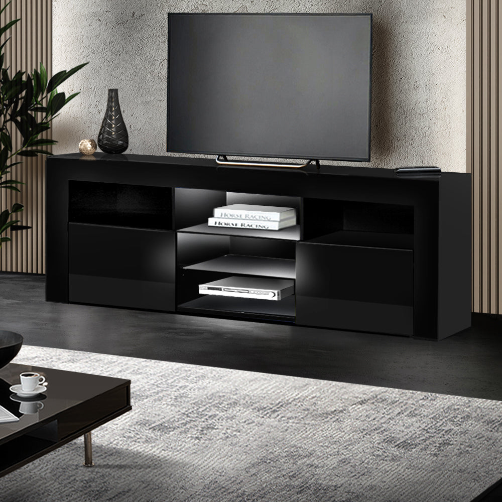 TV Cabinet | Entertainment Unit with LED | 160CM | Black | Bobi