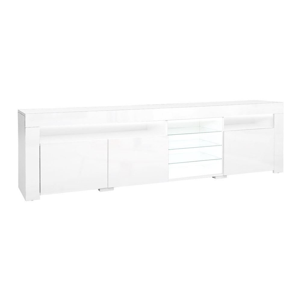 TV Cabinet | Entertainment Unit with LED | 180CM | White | Bobi
