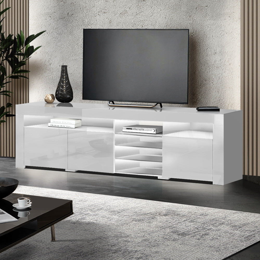TV Cabinet | Entertainment Unit with LED | 180CM | White | Bobi
