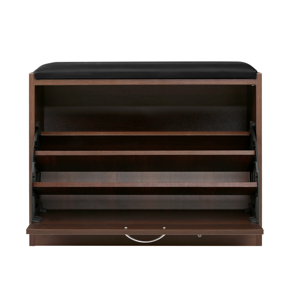 Shoe Rack Cabinet Bench | 15 Pairs | Walnut | Kyla