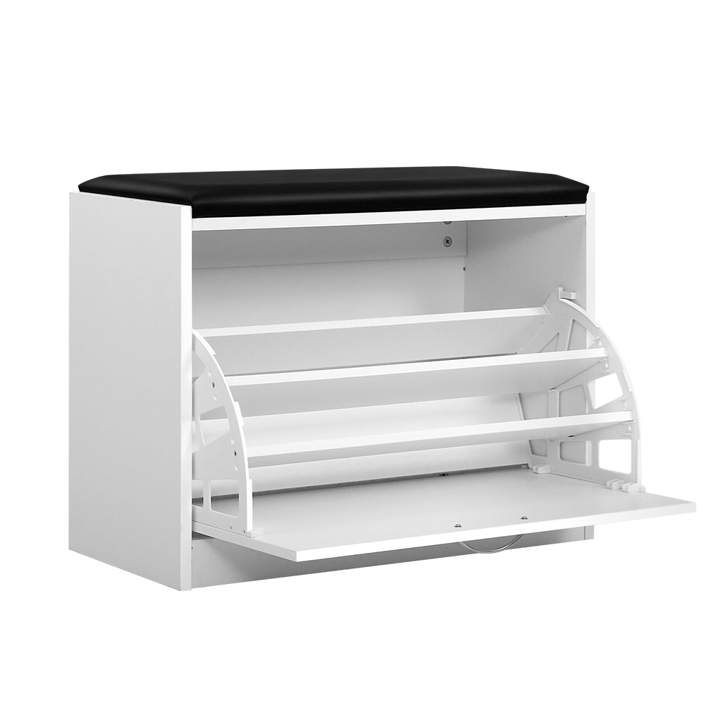 Shoe Rack Cabinet Bench | 15 Pairs | White | Kyla