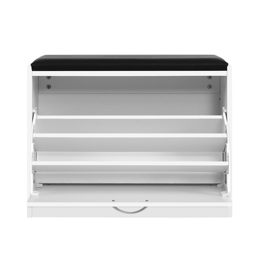 Shoe Rack Cabinet Bench | 15 Pairs | White | Kyla