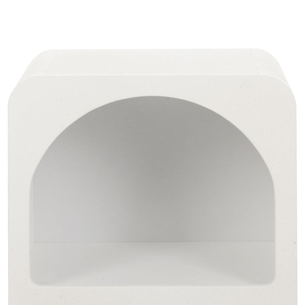 Bedside Table | Side End Table | Shelves Storage | Nightstand | White | ARCHED
